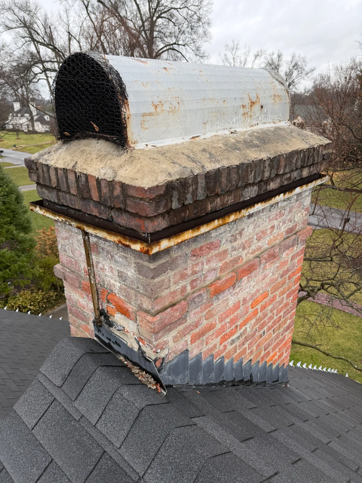 Chimney Cap Installation to Stop Animal Entry — Before